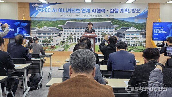 13일 양금희 경북도 경제부지사가 도청에서 아시아태평양경제협력체(APEC) AI 이니셔티브의 핵심 거점으로 도약하기 위한 구체적인 실행계획을 공개하고 있다.ⓒ김영삼 기자