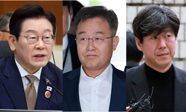 (왼쪽부터) 이재명 대통령, 대장동 일당인 화천대유 대주주인 김만배씨, 천화동인 4호 실소유주로 알려진 남욱씨. 시사포커스DB