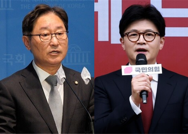 전임 정부에서 법무부 장관을 역임한 바 있는 박범계 더불어민주당 의원(좌)과 한동훈 전 국민의힘 대표(우). 시사포커스DB