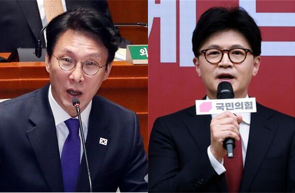 김민석 국무총리(좌)와 론스타 사건 항소심 추진 결정을 밀어붙였던 한동훈 전 국민의힘 대표(우). 시사포커스DB