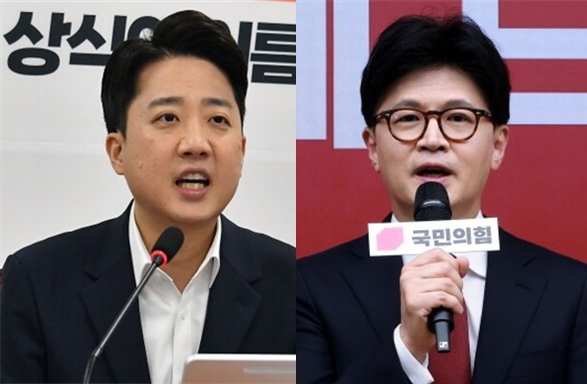 이준석 개혁신당 대표(좌)와 한동훈 전 국민의힘 대표(우). 시사포커스DB