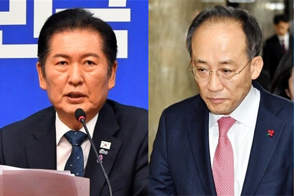 정청래 더불어민주당 대표(좌)와 추경호 국민의힘 의원(우). 시사포커스DB